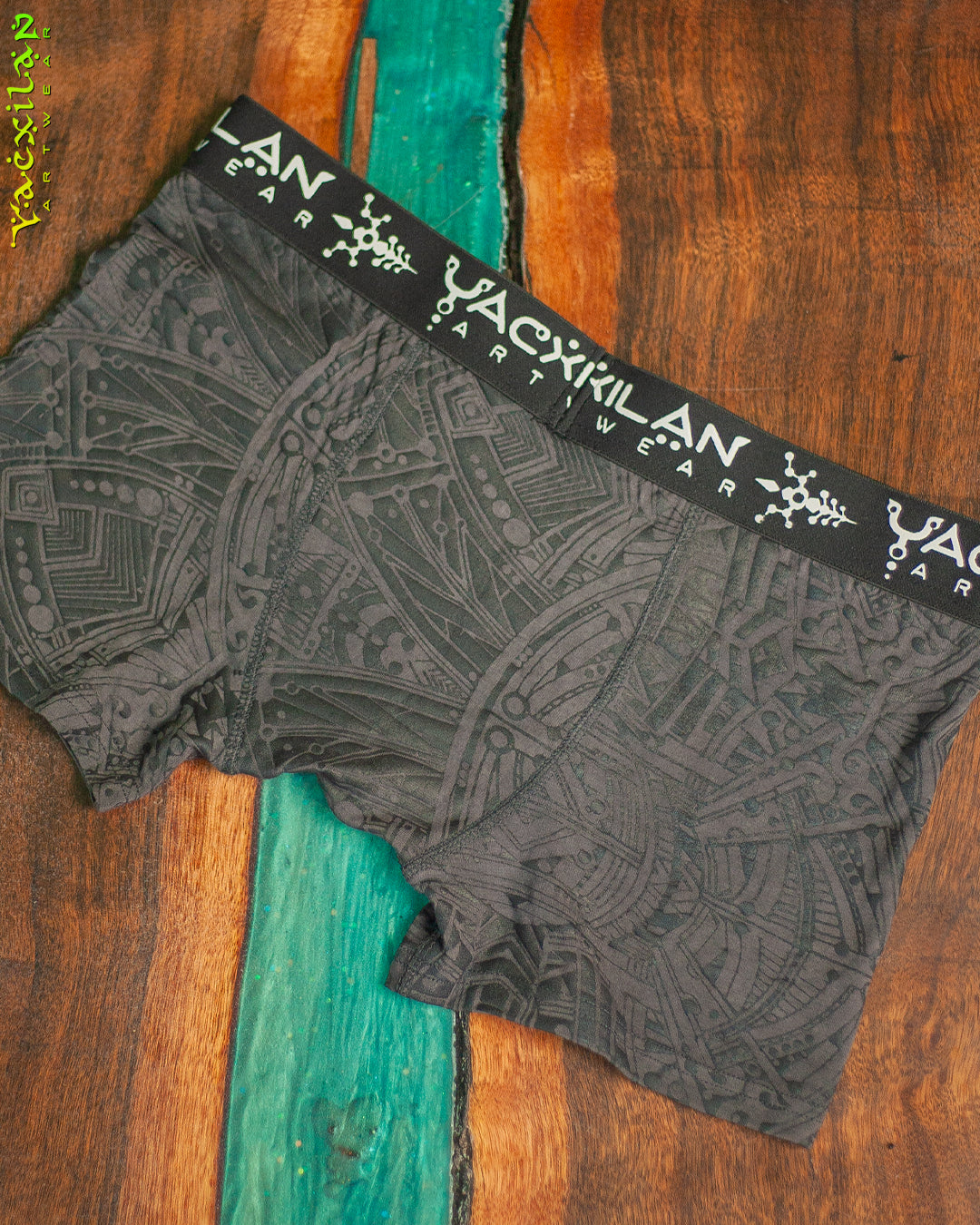 Underwear Men Bamboo Veg Dye Veg Print - Charcoal POPPYFIELDS White Yacxi